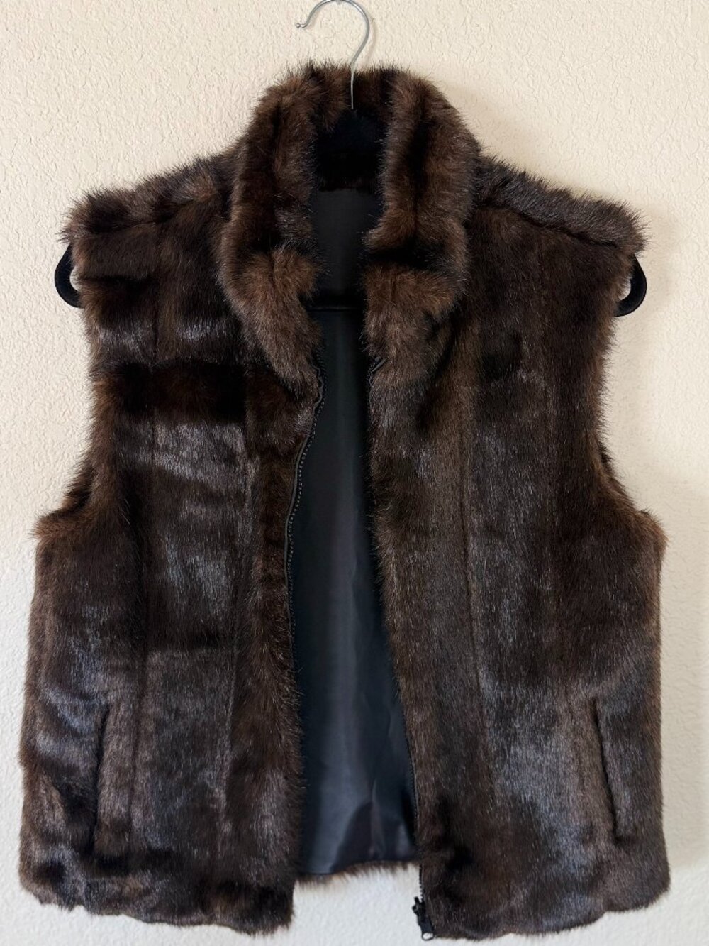 Reversible Fur Vest Luxe Plush Brown